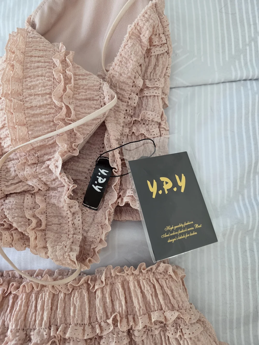 NWT Ruffled Tiered Top Skirt Set - Blush Pink Size S Coquette